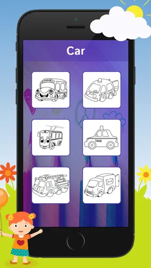 着色书 儿童汽车: 游戏，学习如何画一幅画 (Coloring book : Car)