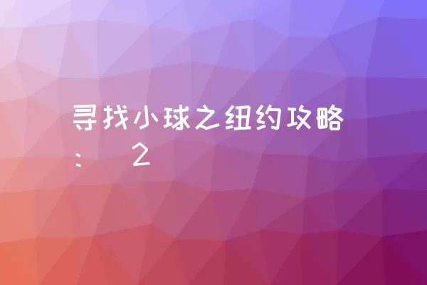 寻找小球之纽约攻略：[2]