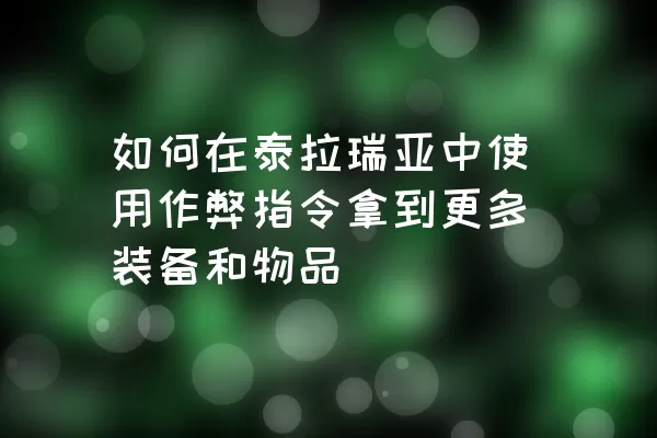 如何在泰拉瑞亚中使用作弊指令拿到更多装备和物品